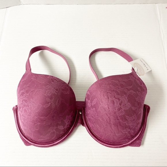 NEW Le Mystere Soft Memory Foam Lace Perfection T Shirt Bra in Berry 34F - Picture 1 of 8